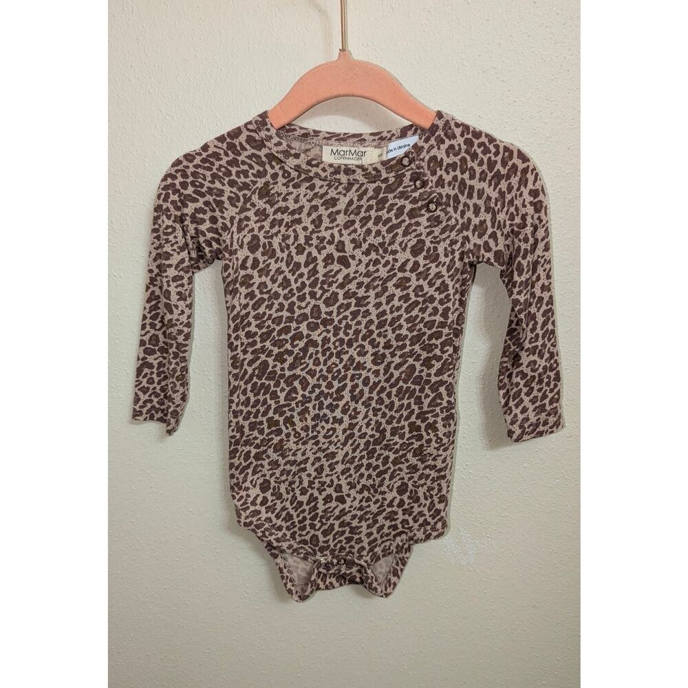 MarMar Copenhagen Bamboo Dusty Mauve Leopard Print Unisex Bodysuit Onesie 6m